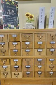 seed library - a card catalog with seed packets